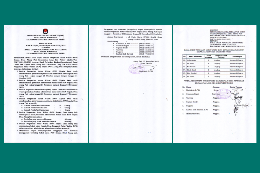 Pendaftar calon PAW Kades 6 Orang, Panitia Bersiap melaksanakan Seleksi